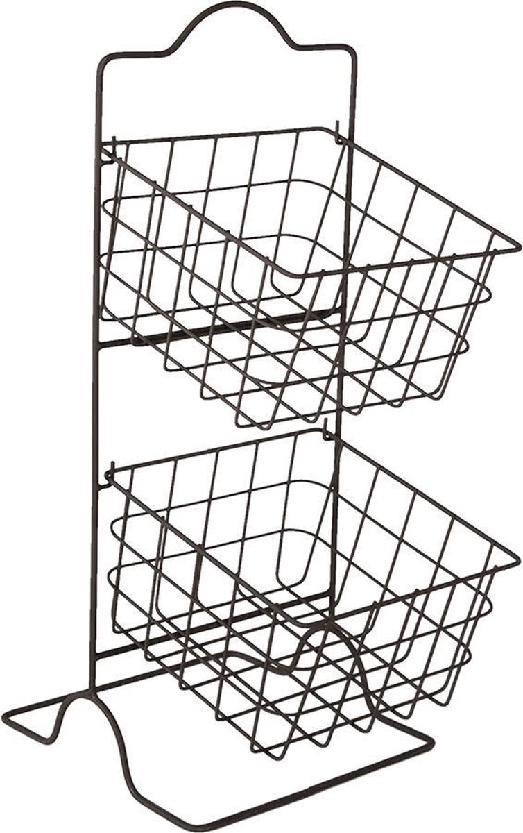 Clayre & Eef Opbergrek Manden 25*25*57 Cm Ijzer Keukenrek Rek - Bruin