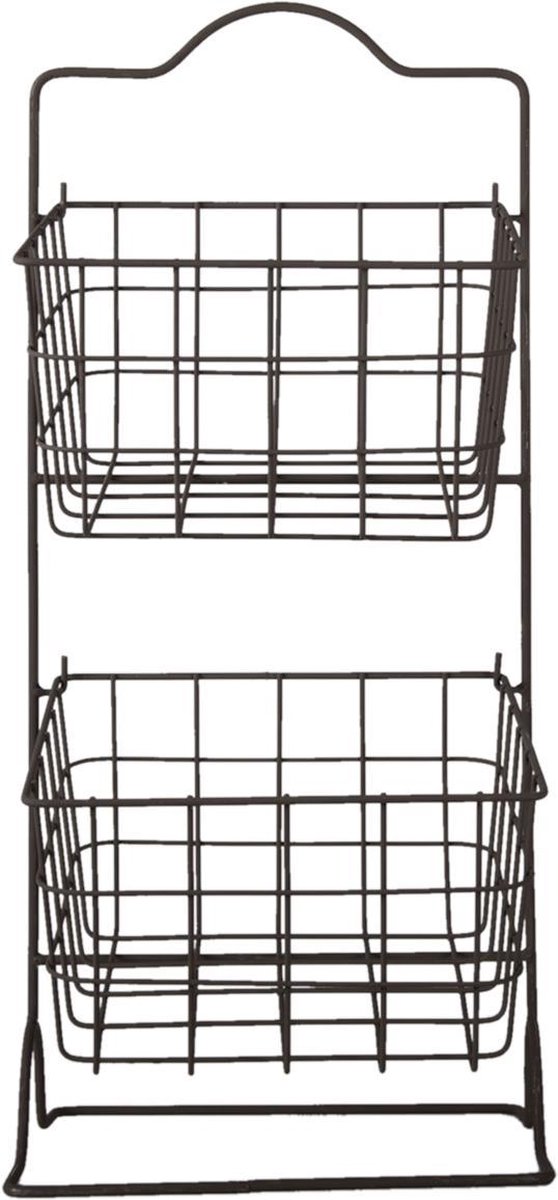 Clayre & Eef Opbergrek Manden 25*25*57 Cm Ijzer Keukenrek Rek - Bruin
