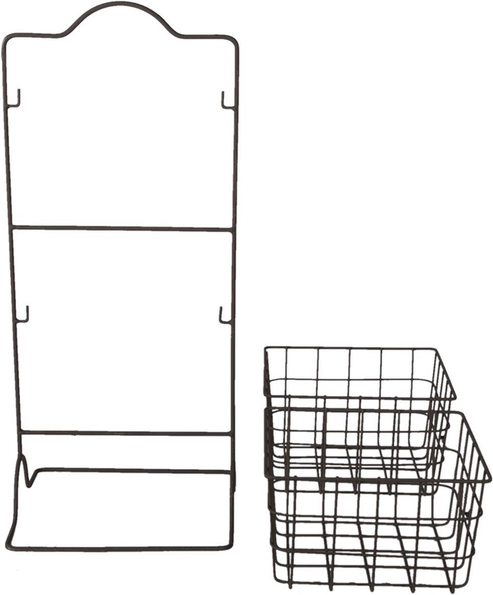 Clayre & Eef Opbergrek Manden 25*25*57 Cm Ijzer Keukenrek Rek - Bruin