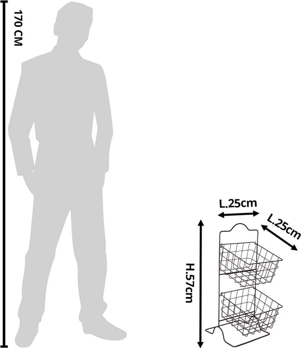 Clayre & Eef Opbergrek Manden 25*25*57 Cm Ijzer Keukenrek Rek - Bruin