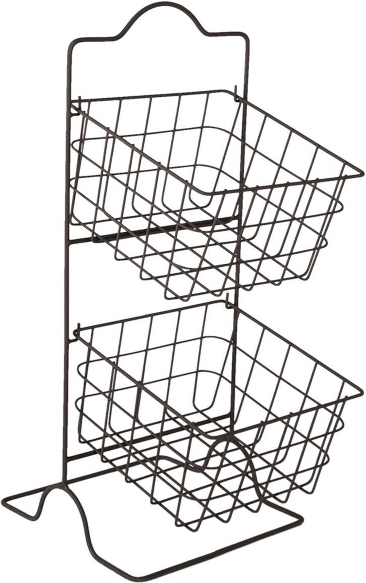 Clayre & Eef Opbergrek Manden 25*25*57 Cm Ijzer Keukenrek Rek - Bruin