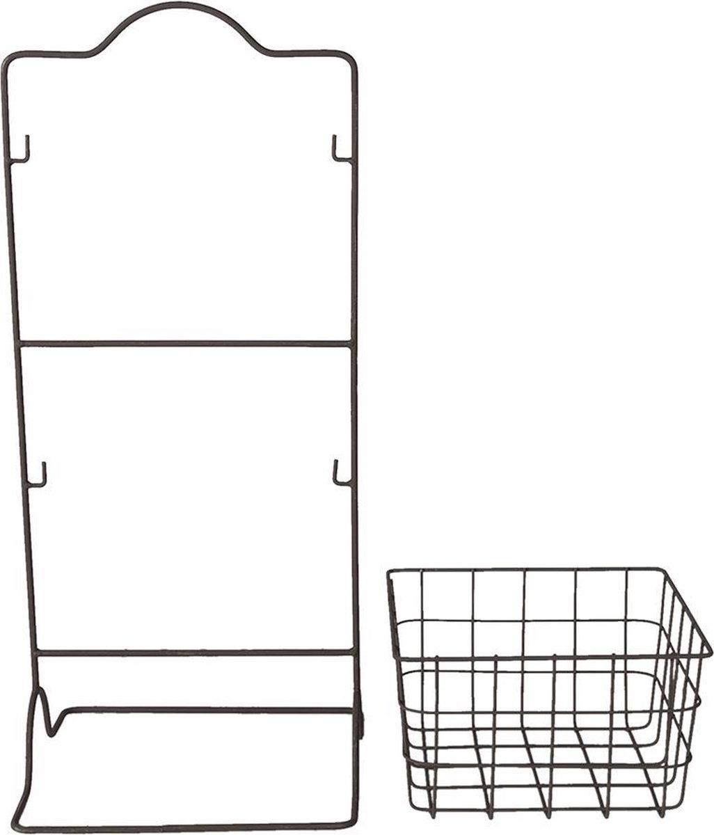Clayre & Eef Opbergrek Manden 25*25*57 Cm Ijzer Keukenrek Rek - Bruin