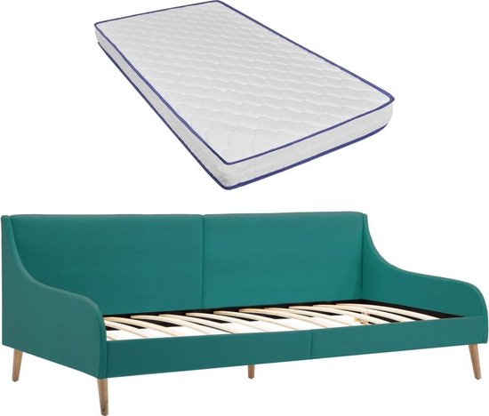 Vidaxl Dagbedframe Met Traagschuim Matras Stof - Verde