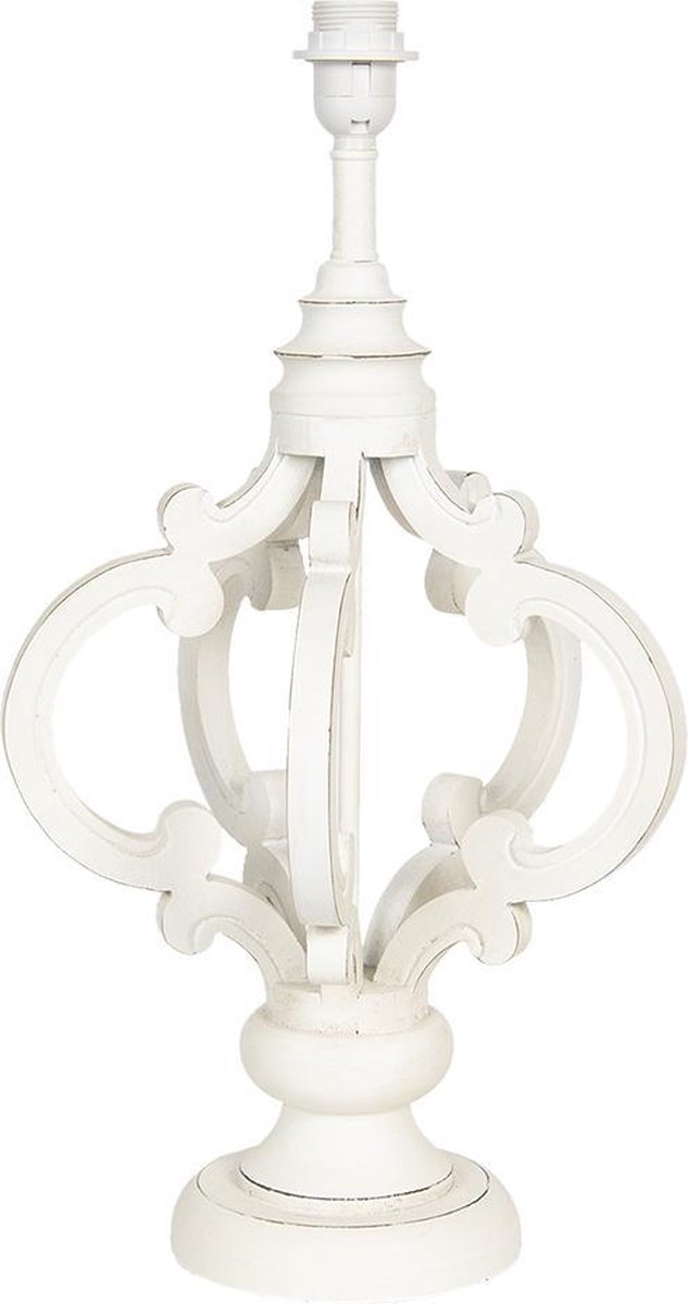 Clayre & Eef Lampenvoet Tafellamp Ø 30*58 Cm E27/max 1*60w Hout Rond Lampvoet Lampvoet - Wit