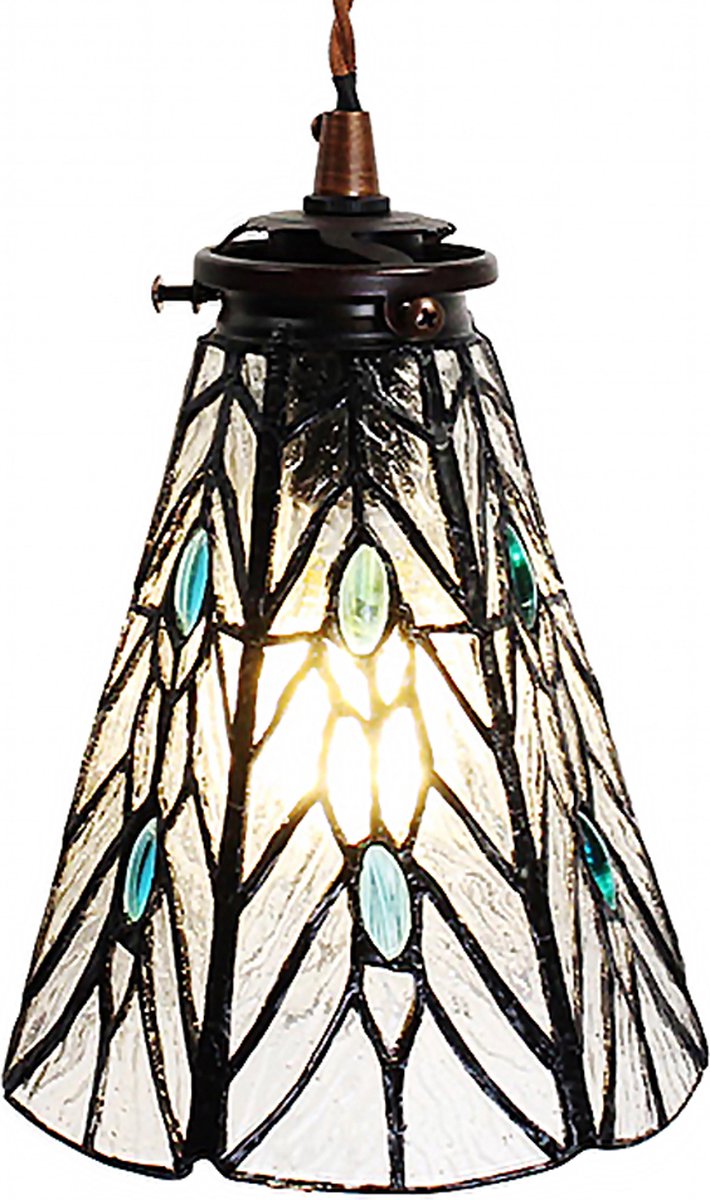 Clayre & Eef Transparente Hanglamp Tiffany Ø 15*115 Cm E14/max 1*40w 5ll-6197