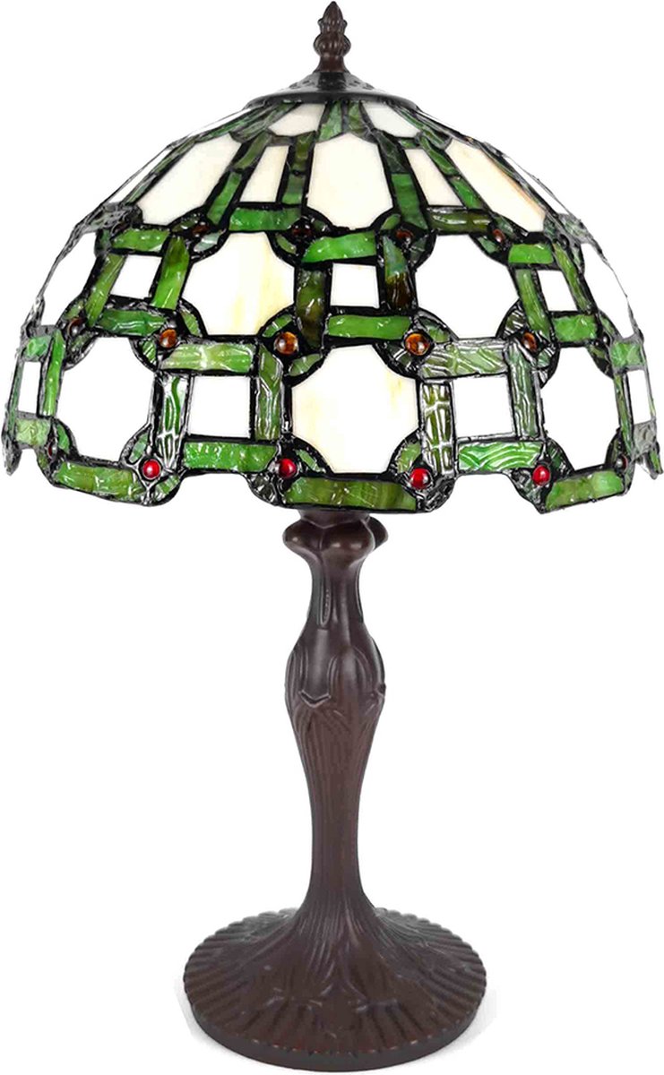 Clayre & Eef Tafellamp Tiffany Ø 30*49 Cm E27/max 1*60w 5ll-6133 - Groen