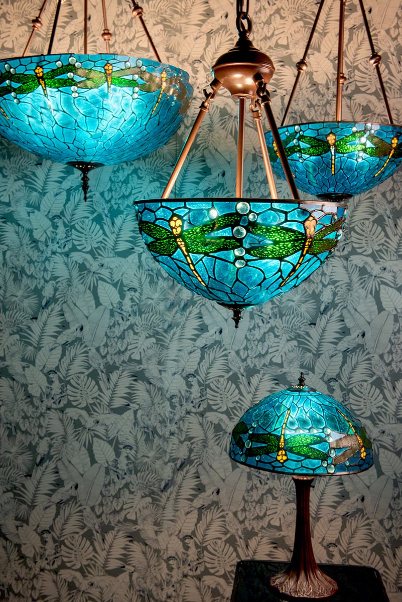 Clayre & Eef e Hanglamp Tiffany Ø 41*170 Cm E27/max 2*60w 5ll-9338 - Blauw