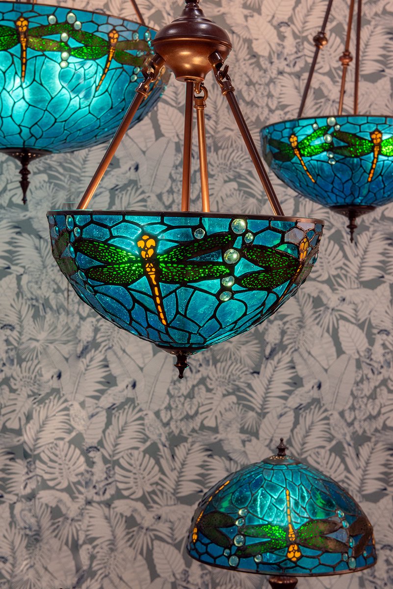 Clayre & Eef e Hanglamp Tiffany Ø 41*170 Cm E27/max 2*60w 5ll-9338 - Blauw