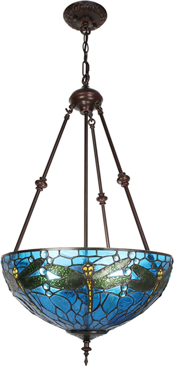 Clayre & Eef e Hanglamp Tiffany Ø 41*170 Cm E27/max 2*60w 5ll-9338 - Blauw
