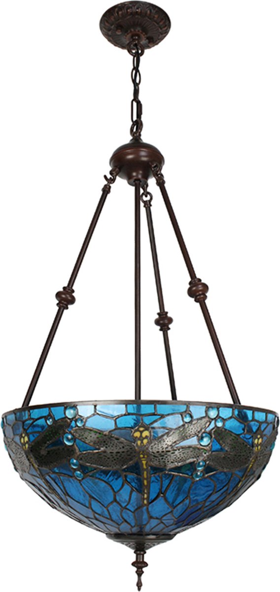 Clayre & Eef e Hanglamp Tiffany Ø 41*170 Cm E27/max 2*60w 5ll-9338 - Blauw