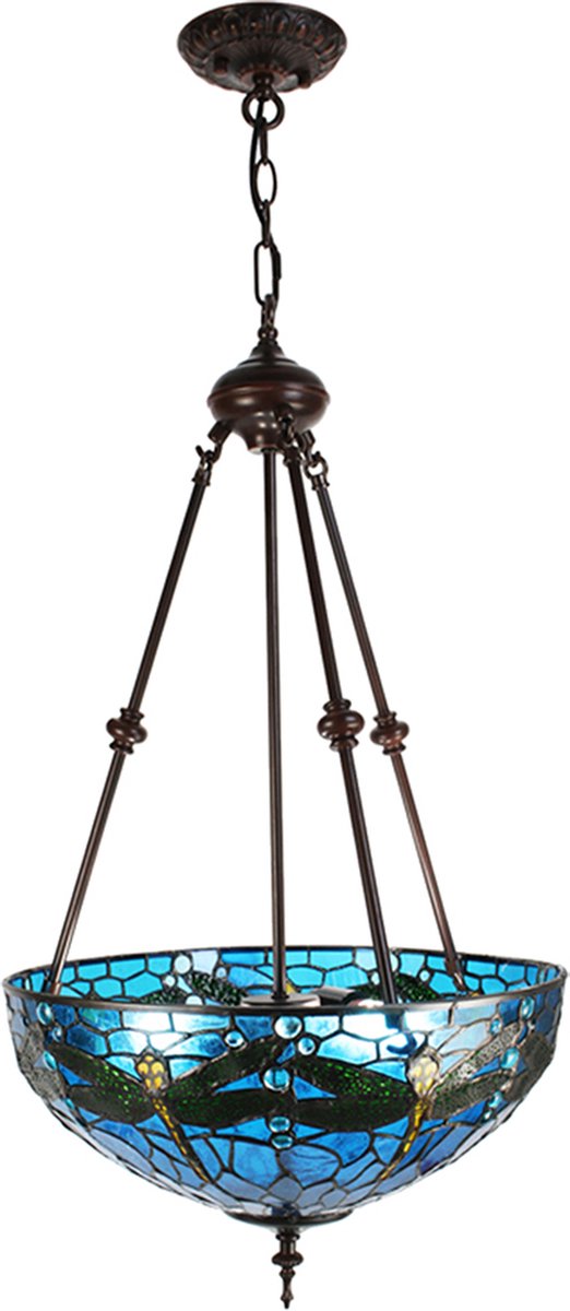 Clayre & Eef e Hanglamp Tiffany Ø 41*170 Cm E27/max 2*60w 5ll-9338 - Blauw
