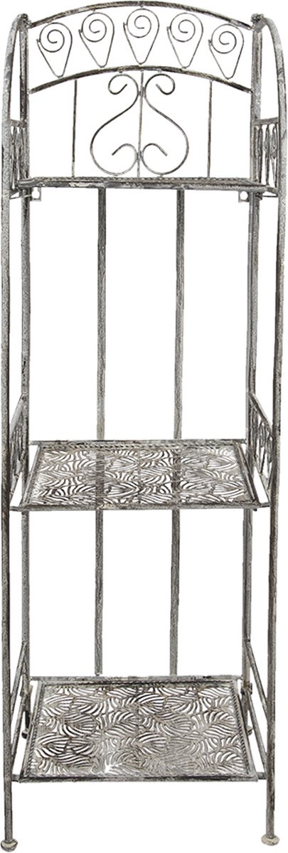 Clayre & Eef Opbergrek 34*29*112 Cm Ijzer Plantenrek Keukenrek - Grijs