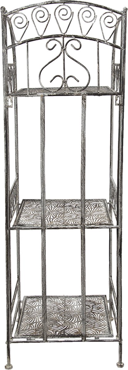 Clayre & Eef Opbergrek 34*29*112 Cm Ijzer Plantenrek Keukenrek - Grijs