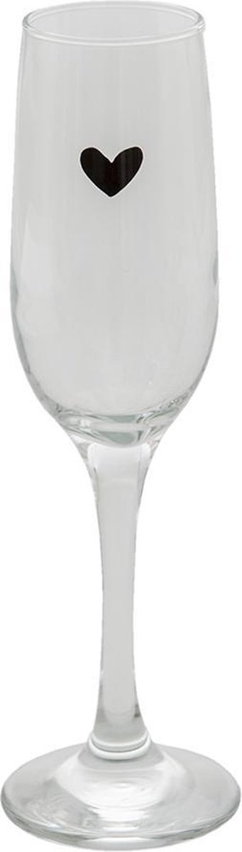 Clayre & Eef Champagneglas 200 Ml Transparant Glas Rond Hartje Wijnglas Champagne Glas Prosecco Glas Transparant