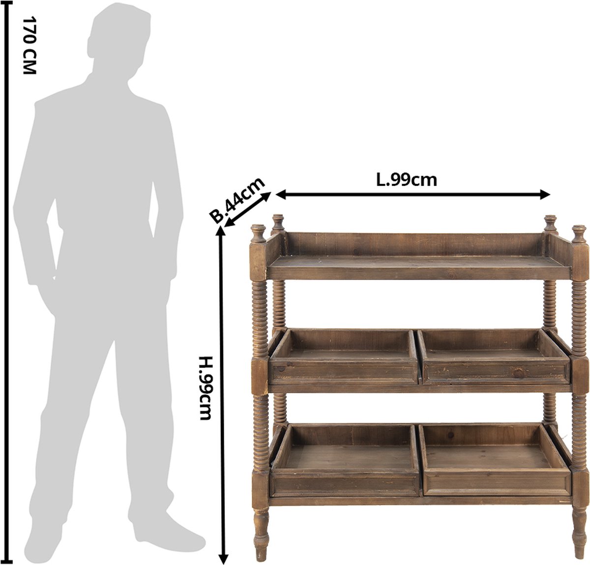 Clayre & Eef Sidetable 99*44*99 Cm Hout Rechthoek Wandtafel Haltafel Console Tafel Wandtafel Haltafel - Bruin
