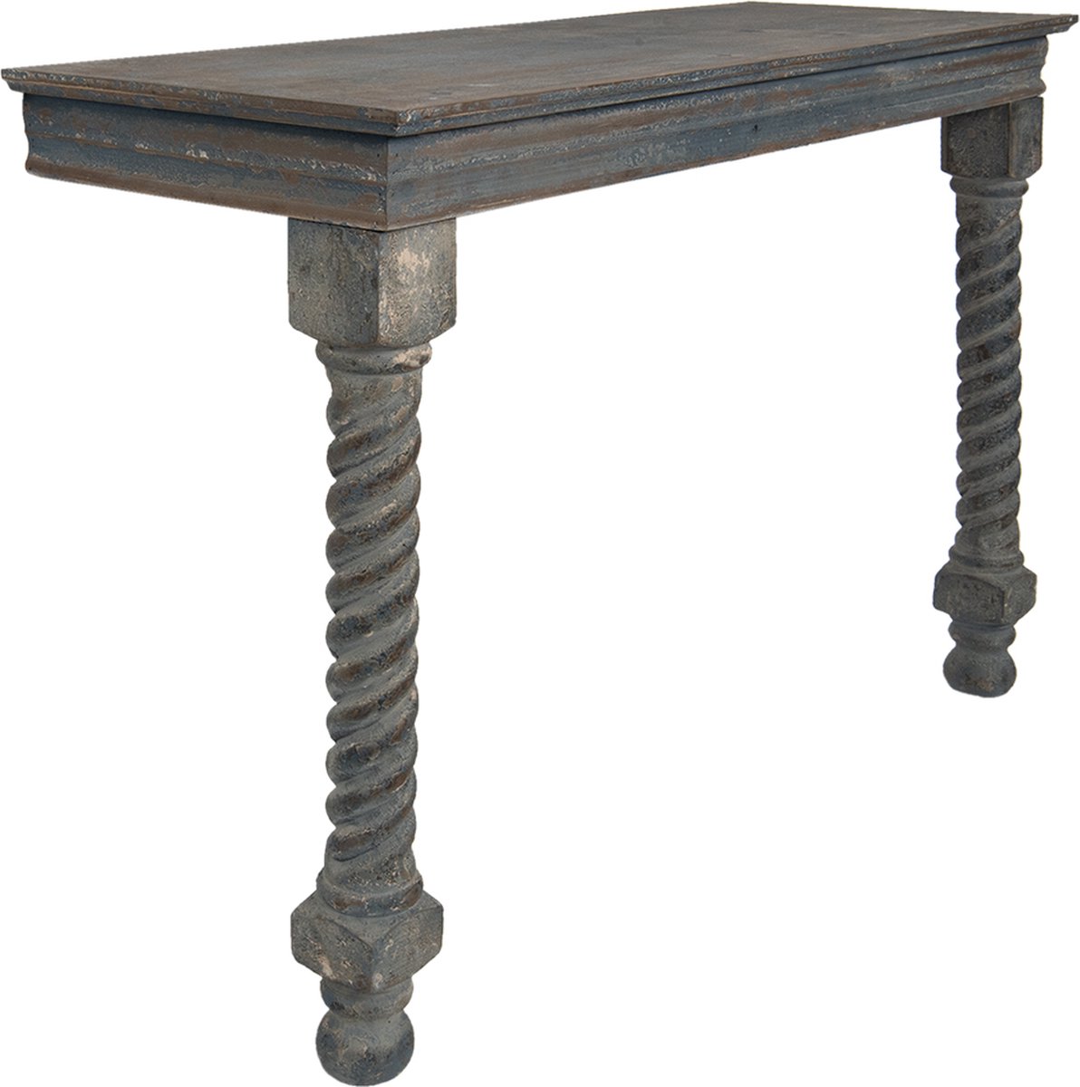 Clayre & Eef Sidetable 123*41*83 Cm, Blauw Hout Wandtafel Haltafel Console Tafel Wandtafel Haltafel - Bruin