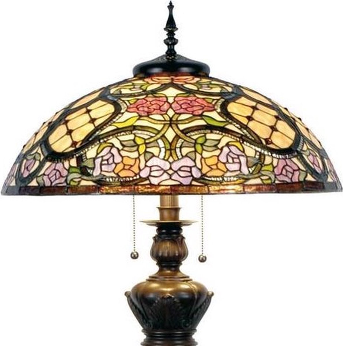 Clayre & Eef Lumilamp Tiffany Vloerlamp Ø 55*150 Cm 3x E27 / Max 60w - Beige