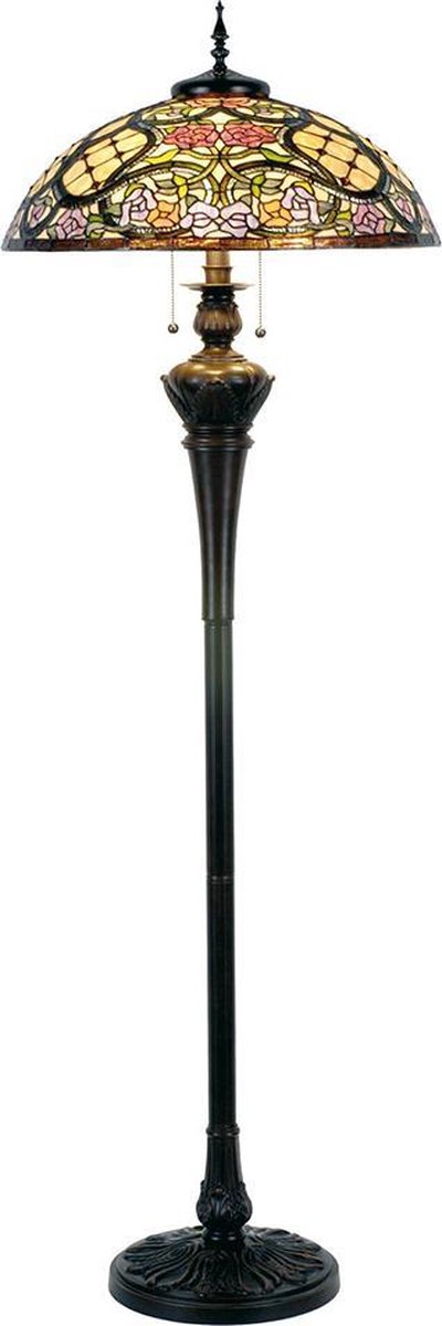 Clayre & Eef Lumilamp Tiffany Vloerlamp Ø 55*150 Cm 3x E27 / Max 60w - Beige
