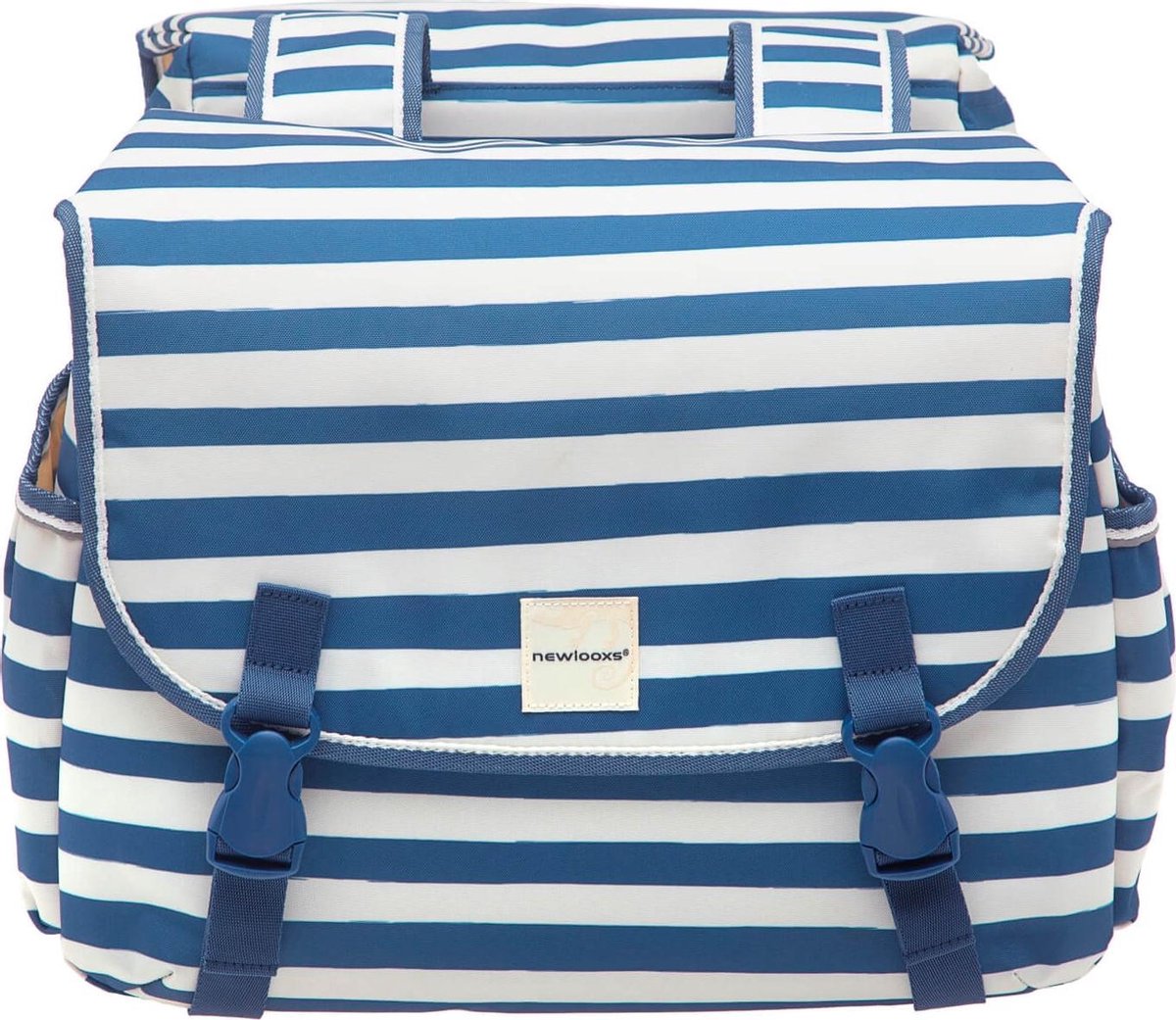 New Looxs Dubbele Fietstas Joli 34 Liter Gestreept/wit - Blauw