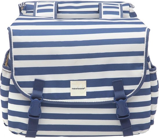 New Looxs Dubbele Fietstas Joli 34 Liter Gestreept/wit - Blauw