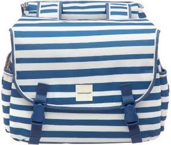New Looxs Dubbele Fietstas Joli 34 Liter Gestreept/wit - Blauw