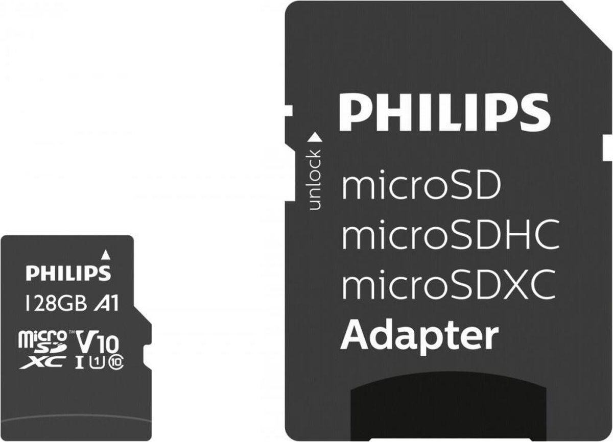 Philips Micro Sdxc 128gb Uhs-1 U1 Met Adapter - Zwart