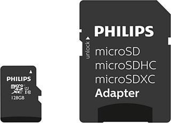 Philips Micro Sdxc 128gb Uhs-1 U1 Met Adapter - Zwart