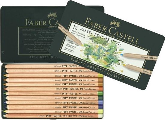 Faber Castell Pastelpotlood Faber-castell Pitt Metalen Etui A 12 Stuks