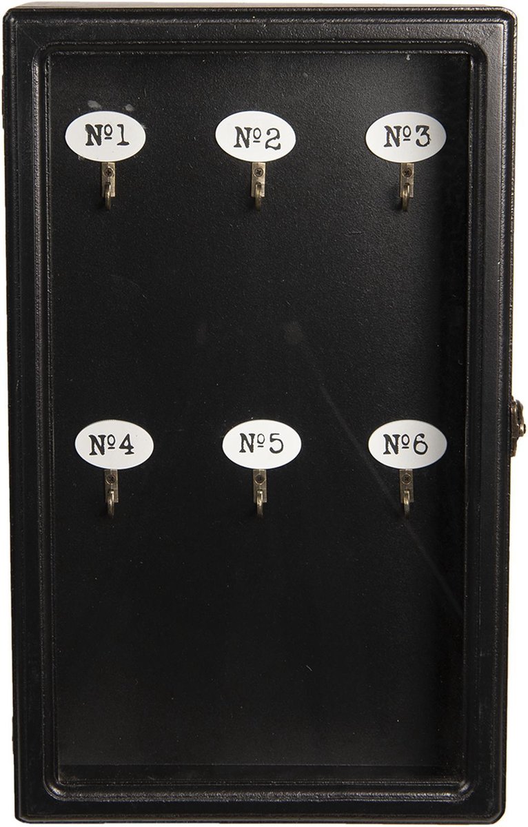 Clayre & Eef Sleutelkastje 24*7*38 Cm Mdf / Glas Rechthoekig 6h1570z - Zwart