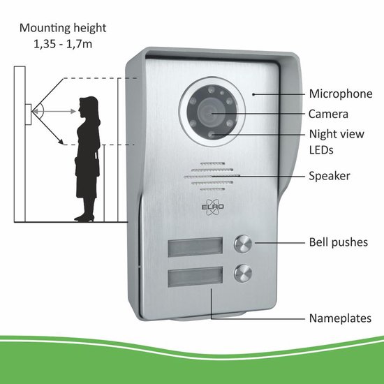 ELRO Dv477w2 Video Deur Intercom - 2 Appartementen - Met 2x 7 Inch Kleurenscherm
