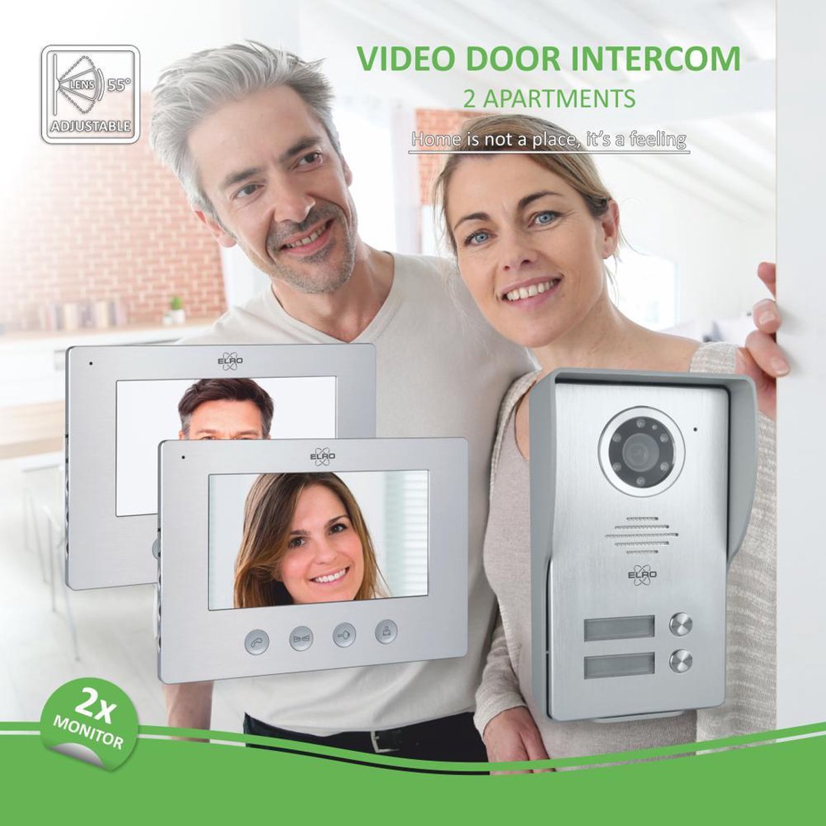 ELRO Dv477w2 Video Deur Intercom - 2 Appartementen - Met 2x 7 Inch Kleurenscherm