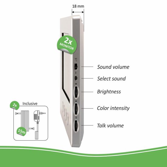 ELRO Dv477w2 Video Deur Intercom - 2 Appartementen - Met 2x 7 Inch Kleurenscherm