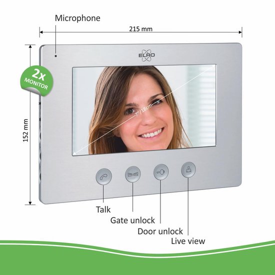 ELRO Dv477w2 Video Deur Intercom - 2 Appartementen - Met 2x 7 Inch Kleurenscherm