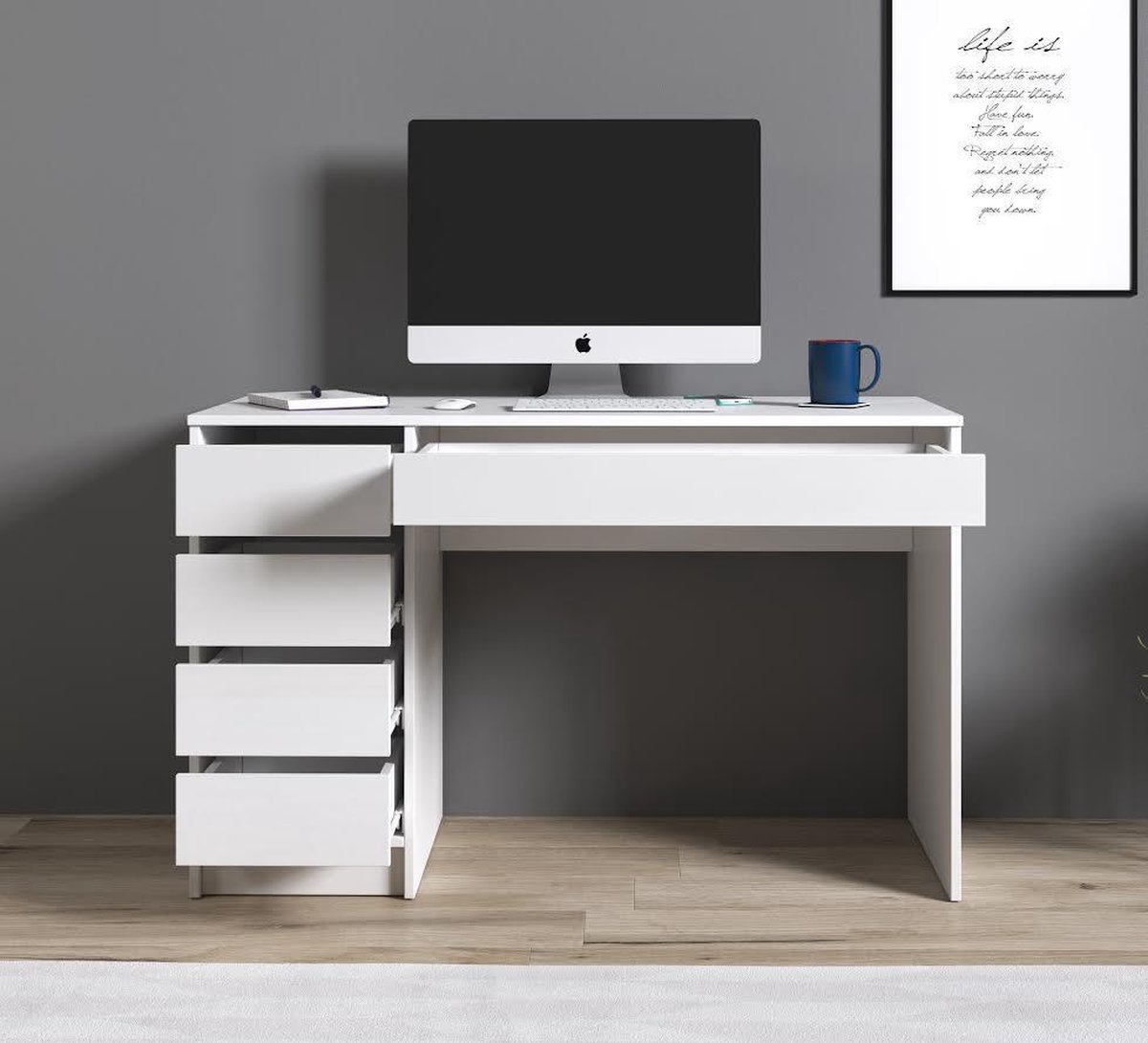Meubella - Bureau Avio 120 Cm - Wit