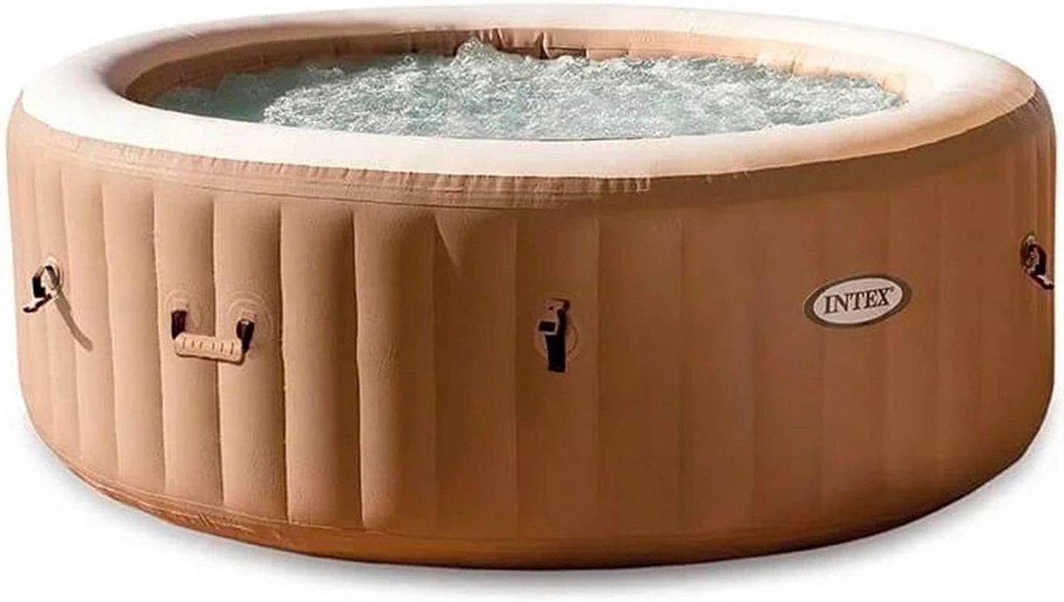 Top1Toys Intex PureSpa Jacuzzi Bubble Massage 4 pers. 196 cm + energy efficient afdekzeil - Bruin