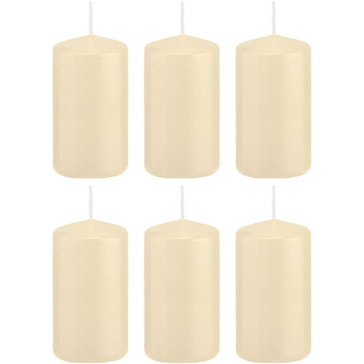 Trend Candles 6x Cremete Cilinderkaarsen/stompkaarsen 6 X 12 Cm 40 Branduren - Geurloze Kaarsen - Woondecoraties - Wit