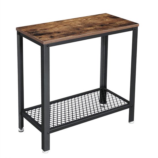 Home Living Sidetable Haltafel Hout Met Metaal Robuust En Industrieel 60 X 30 X 60 Cm Wandtafel Xl - Bruin