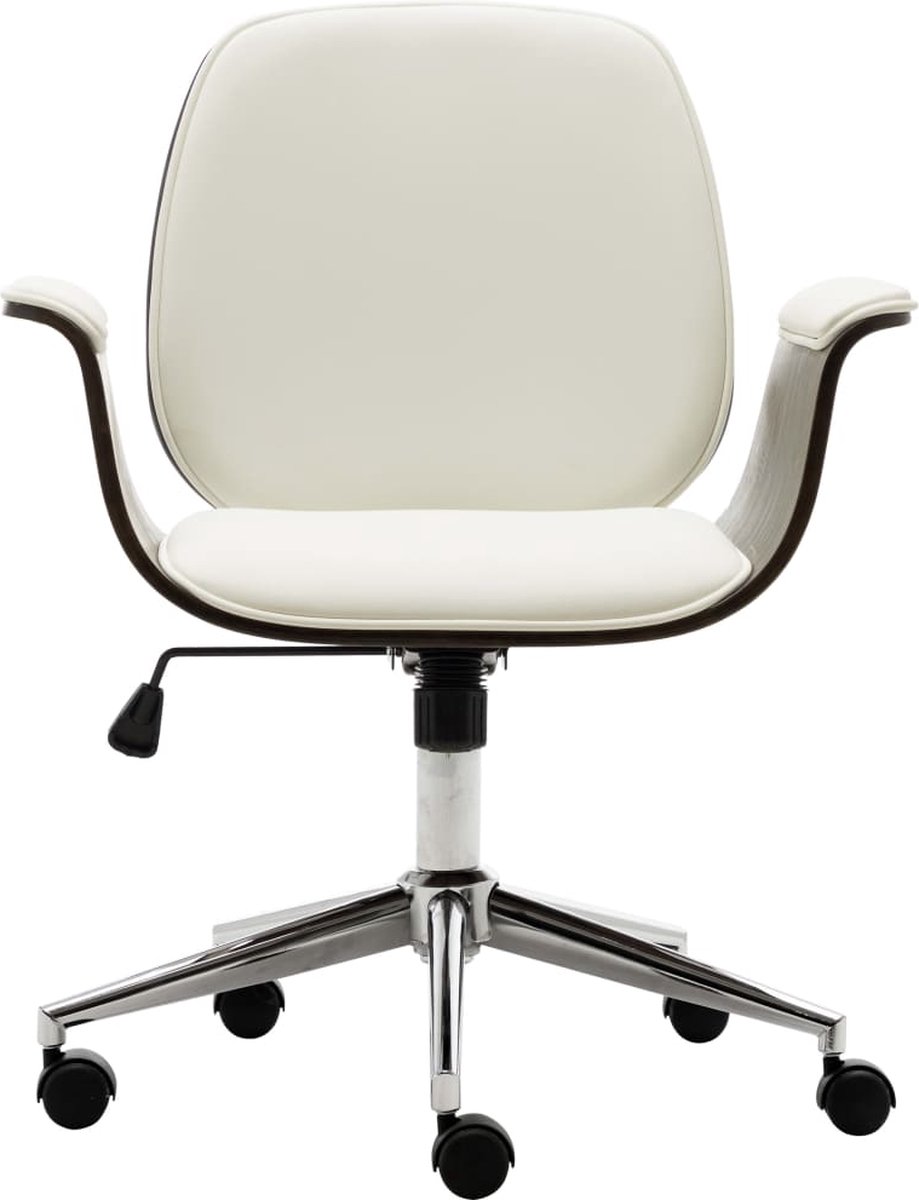 Vidaxl Kantoorstoel Gebogen Hout En Kunstleer - Wit
