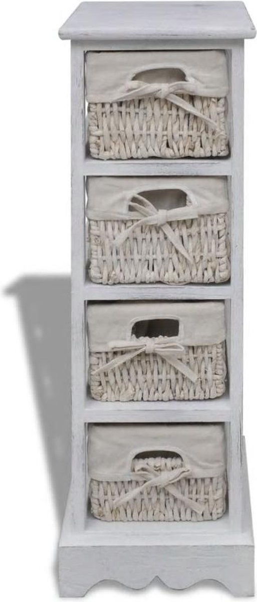 Vidaxl Opbergkast Met 4 Weefmanden Hout - Wit
