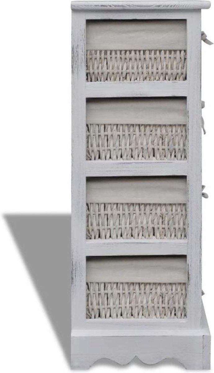 Vidaxl Opbergkast Met 4 Weefmanden Hout - Wit