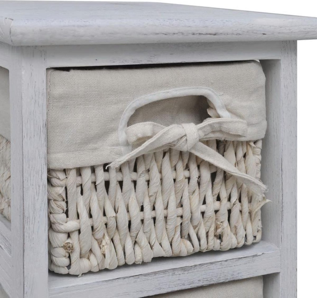 Vidaxl Opbergkast Met 4 Weefmanden Hout - Wit