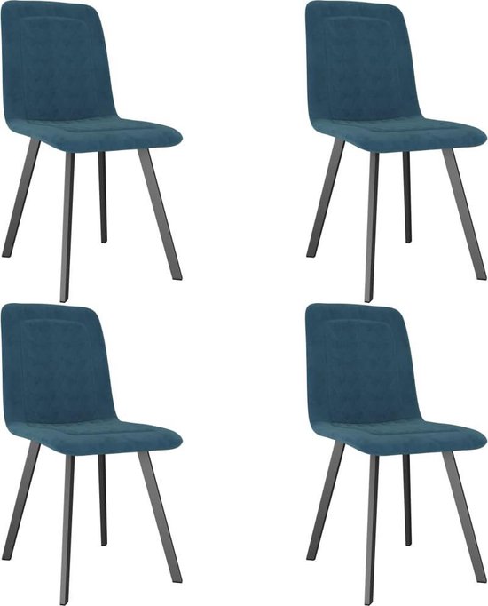 Vidaxl Eetkamerstoelen 4 St Fluweel - Blauw