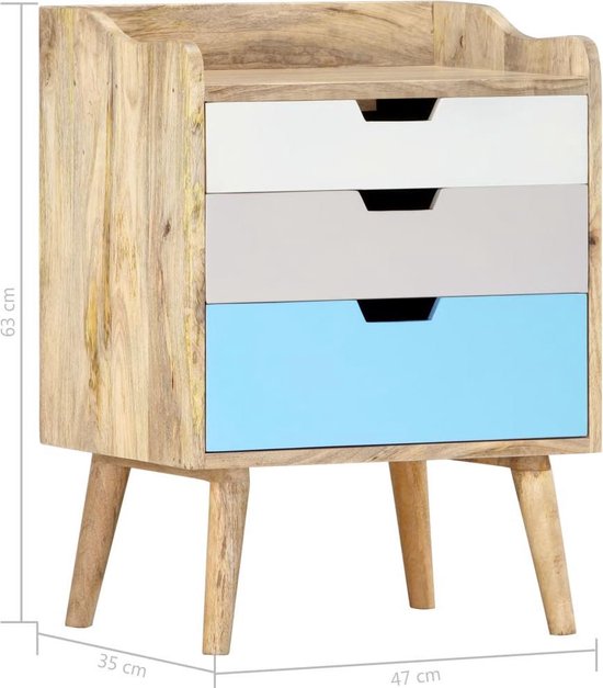 Vidaxl Nachtkastje 47x35x63 Cm Massief Mangohout - Bruin
