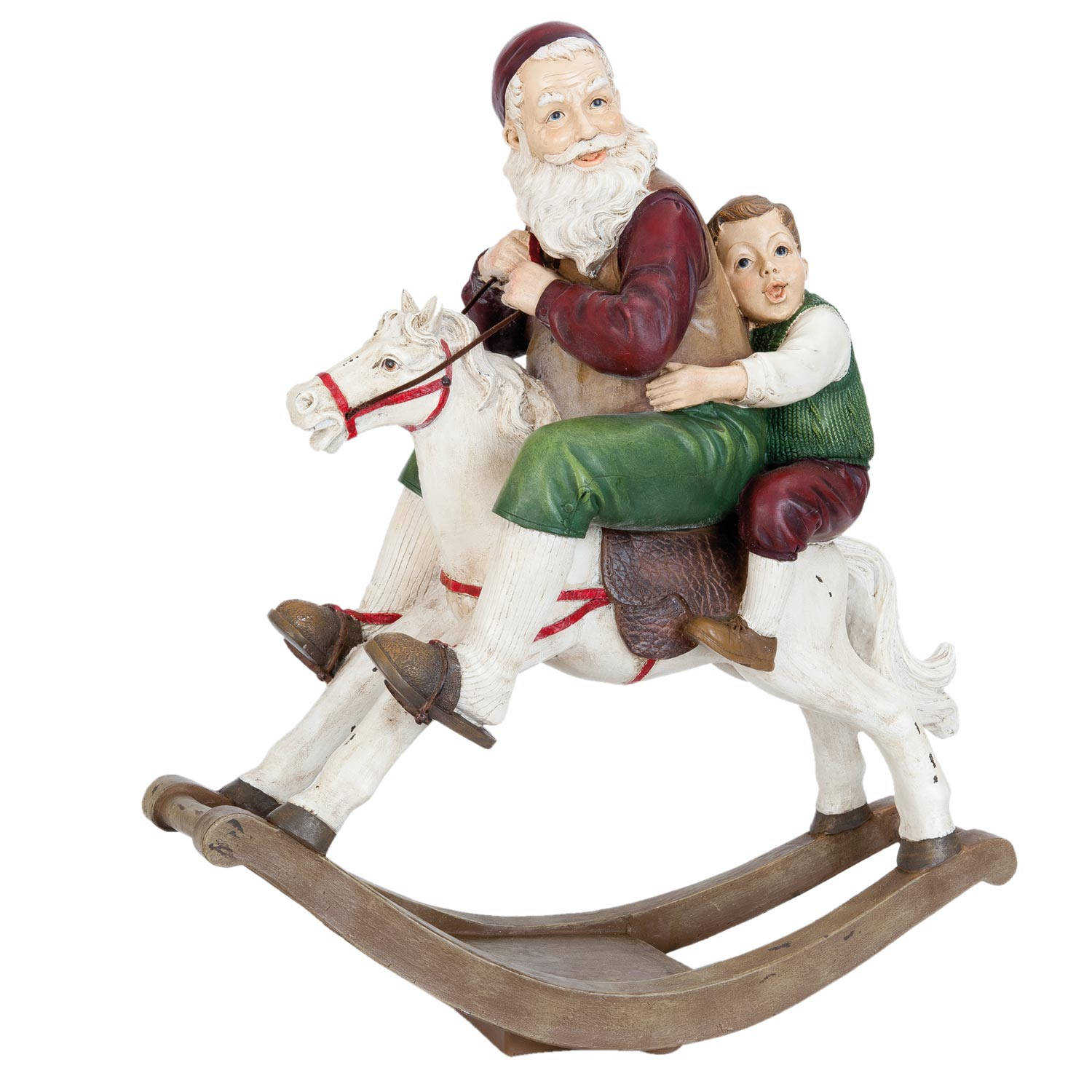 Clayre & Eef Kerstman Op Hobbelpaard 45x18x50 Cm