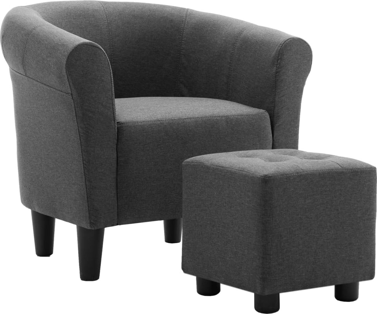 Vidaxl 2-delige Fauteuilset Met Hocker Stof Donker - Grijs