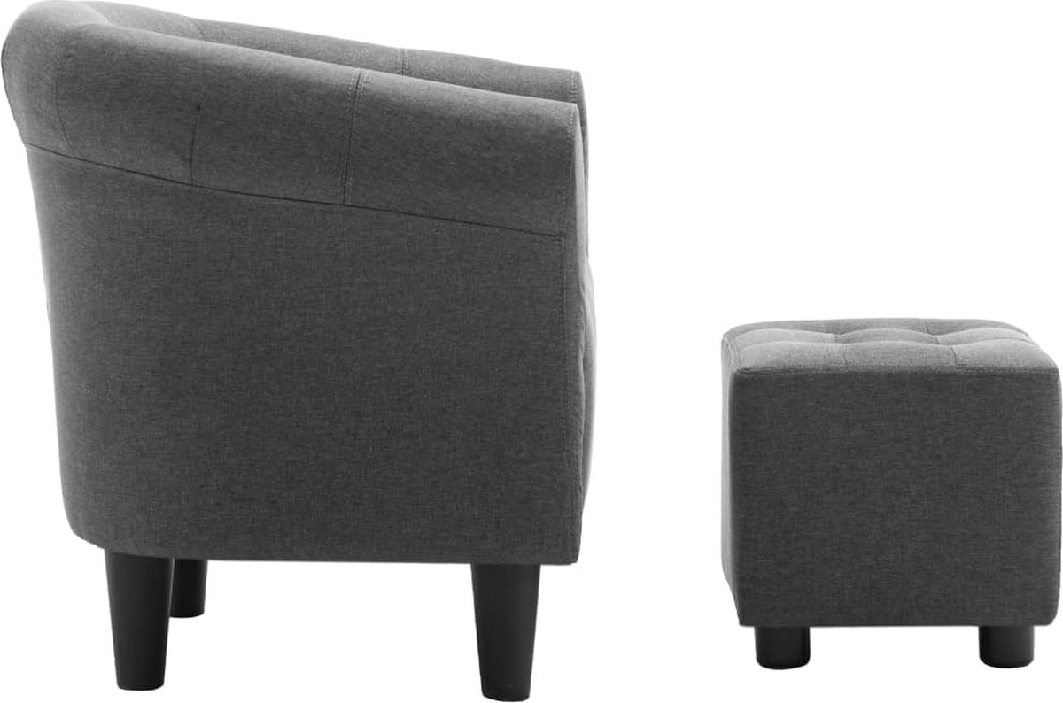 Vidaxl 2-delige Fauteuilset Met Hocker Stof Donker - Grijs