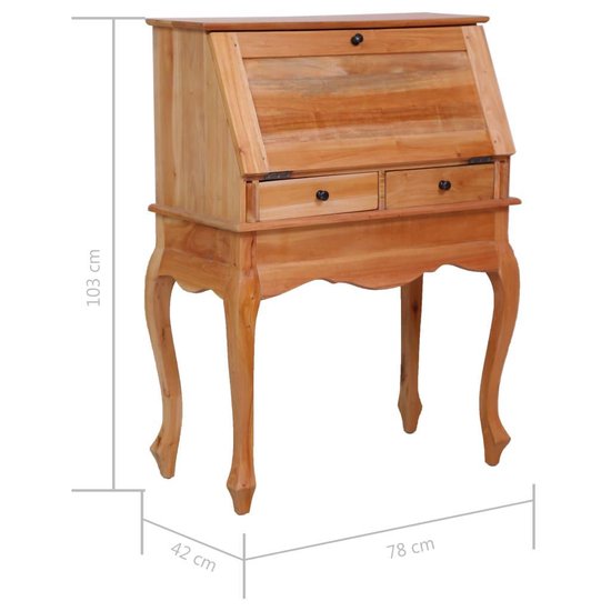 Vidaxl Secretaire 78x42x103 Cm Massief Mahoniehout - Bruin