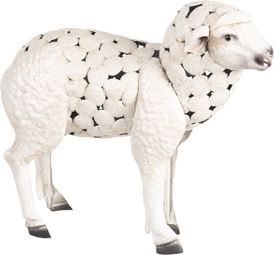 Clayre & Eef Decoratie Schaap 49*17*45 Cm Zwart Ijzer Schaap 6y3535 - Wit