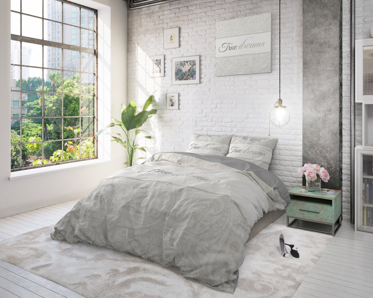 Dreamhouse True Dreams 2-persoons (200 x 220 cm + 2 kussenslopen) Dekbedovertrek - Grijs