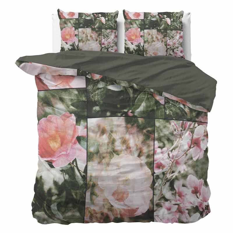 Dreamhouse Flower Fashion 1-persoons (140 x 220 cm + 1 kussensloop) Dekbedovertrek - Groen